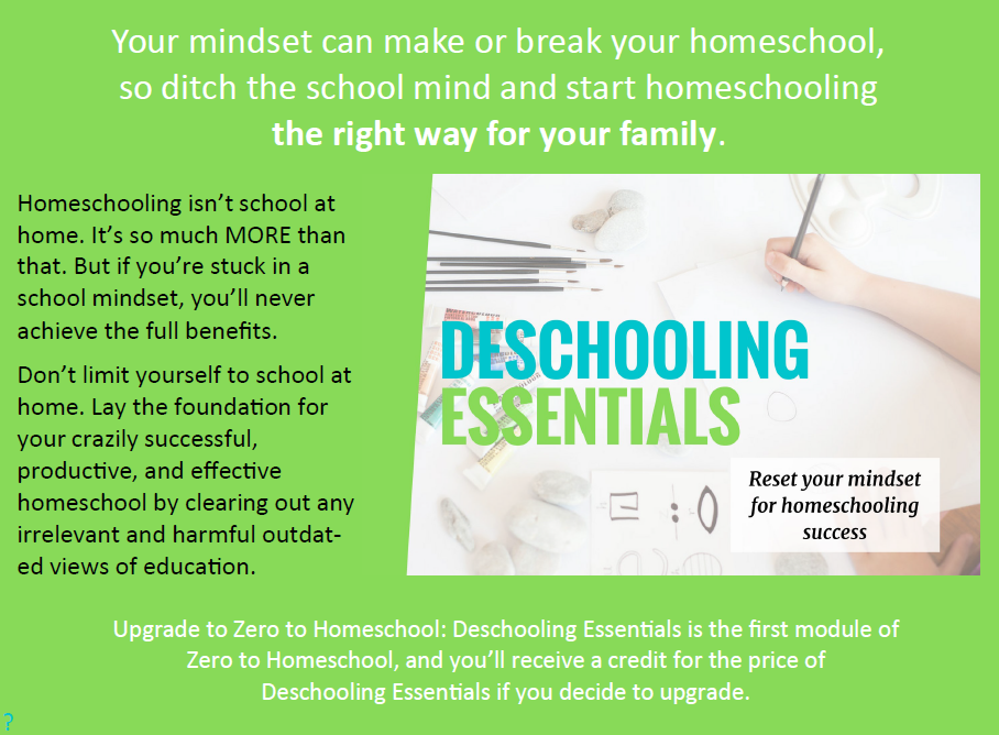 affiliate link for Fearless Homeschool's Deschooling Essentials Course 